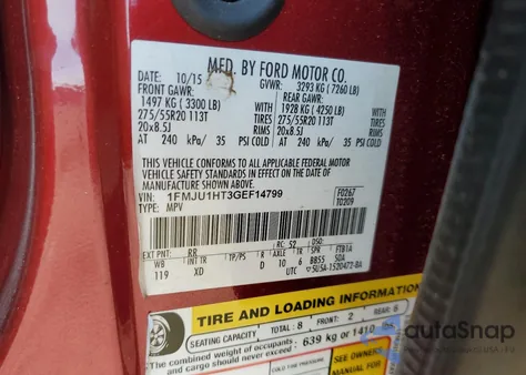 2016 Ford Expedition Xlt from USA, damaged, VIN 1FMJU1HT3GEF14799